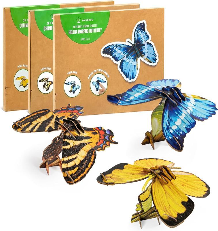 Photo 1 of 3D Puzzles Eco-Friendly Paper Puzzle for Kids Teenager Crafts Bugs Three Butterflies Set
