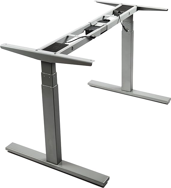 Photo 1 of VWINDESK VJ201-S3 Electric Height Adjustable Sitting Standing Desk Frame Only/Sit Stand - Dual Motors 3 Segment Motorized Desk Base Only,Gray
