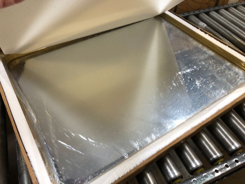 Photo 1 of Brightify Gold Bathroom Mirror for Wall, 22x30 Inch Rectangular Gold Metal Framed Mirror, Modern Wall Mounted Vanity Mirror for Bathroom, Vertical or Horizontal Gold 22" x 30"