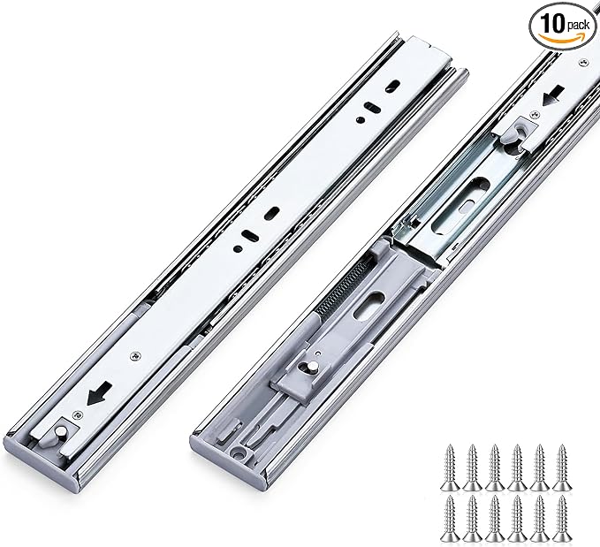 Photo 1 of 10 Pairs Soft Close Drawer Slides 20 Inches Heavy Duty Drawer Slides Side Mount Metal Ball Bearing Full Extension Dresser Drawer Slides 500 lbs Silver
