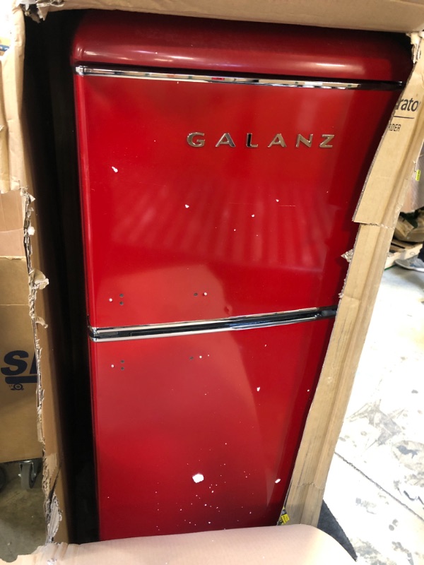 Photo 4 of Galanz GLR46TRDER Retro Compact Refrigerator with Freezer Mini Fridge with Dual Door, Adjustable Mechanical Thermostat, 4.6 Cu Ft, Red Red 4.6 Cu Ft Refrigerator