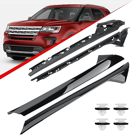 Photo 1 of 4PCS Outer & Inner Windshield A-Pillar Molding Trim Kit Compatible with Ford Explorer 2011-2019 4 Door Utility Driver &Passenger Side BB5Z-7803145-AA, BB5Z-7803145-BA, BB5Z-7803144-AA, BB5Z-7803136-BA