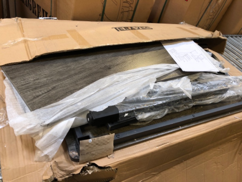 Photo 1 of Teraves Dining Table Set for 4/Computer Desk,Kitchen Table with 2 Chairs and a Bench,Table and Chairs Dining Set 4 Piece Set for Dining Room (Black Oak+Black Frame, 110CM) 43.31" Boak