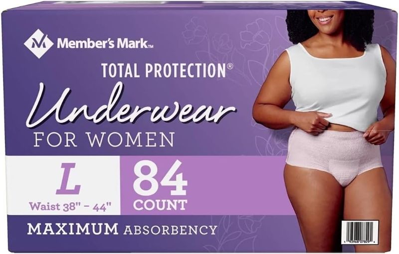 Photo 1 of Members Mark Total Protection Underwear for Women, Large (84 Count)
