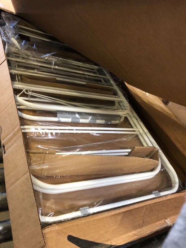 Photo 1 of SONGMICS Clothes Drying Rack, Foldable 2-Level Laundry Drying Rack, Free-Standing Large Drying Rack, with Height-Adjustable Wings, 33 Drying Rails, Sock Clips, White and Gray ULLR053G01 White+ Gray