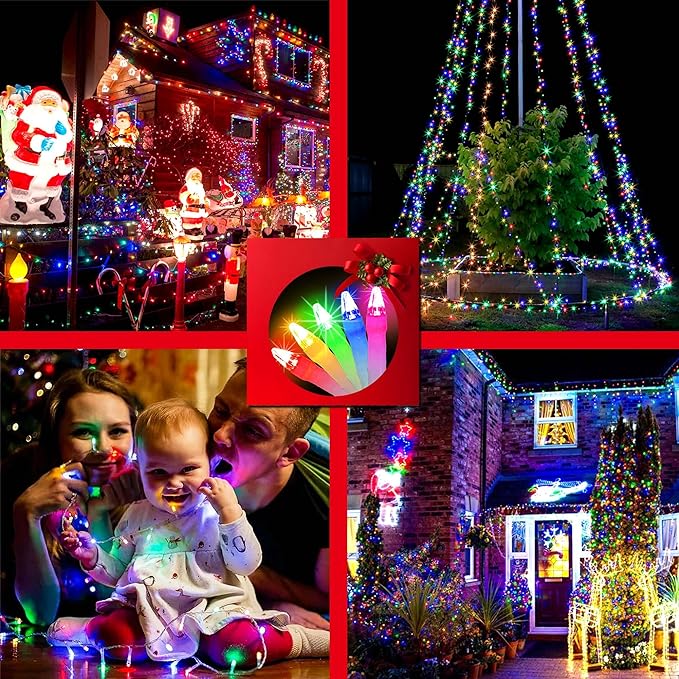 Photo 1 of 492FT Christmas Lights Outdoor, 1300 LED Extra Long LED String Lights 8 Modes Christmas Tree Lights, with Timer & Momory Function Waterproof Decoration for Xmas Yard Tree Party Home Garden Multicolor