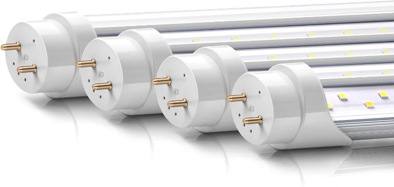 Photo 1 of 4 PACK!!!! Barrina T8 LED Light Tube, 4FT, 24W, 6000K (Super Bright White), 3200 Lumens, Dual-End Powered, Clear Cover, T8 Fluorescent Light Bulbs Replacement, ETL Listed, Ballast Bypass, 