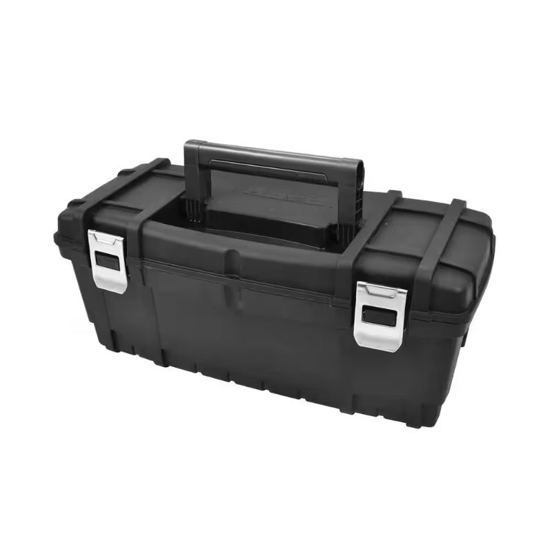Photo 1 of 24 in. Black Plastic Tool Box
