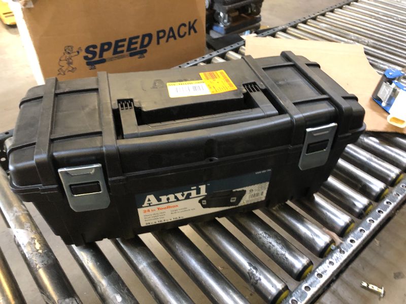 Photo 1 of 24 in. Black Plastic Tool Box
