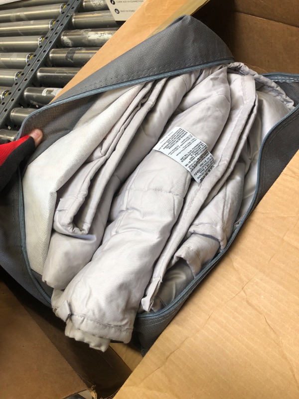 Photo 1 of Weighted Idea Cooling Weighted Blanket Queen Size 15 Pounds for Adults (60"x80", Light Grey) with Premium Glass Beads Light Grey 60''x80'', 15 lbs