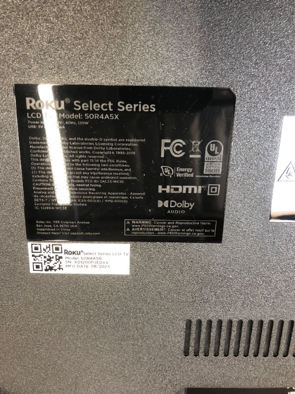 Photo 4 of Roku 50" Select Series 4K HDR Smart RokuTV with Enhanced Voice Remote, Brilliant 4K Picture, Automatic Brightness, and Seamless Streaming Select Series 4K 50"