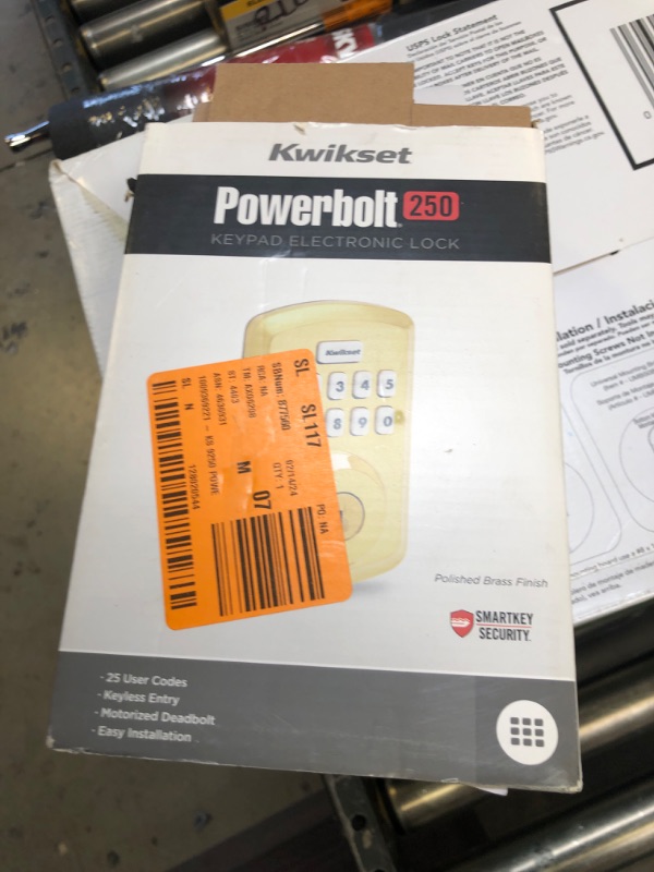 Photo 1 of Kwikset 9250TRS-L03S Kwikset 9250TRS-S Powerbolt 250 Transitional Single Cylinder 10-Button Keyless Entry Deadbolt with SmartKey Lifetime Polished Brass