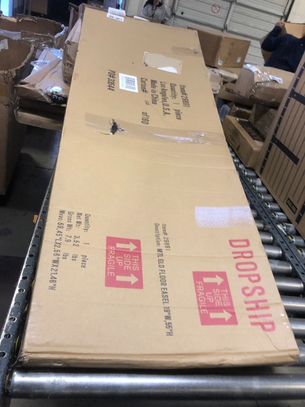 Photo 1 of Deco 79 Metal Geometric Tall Adjustable Minimalistic Display Stand Floor 3 Tier Easel with Chain Support, 20" x 18" x 56", Gold