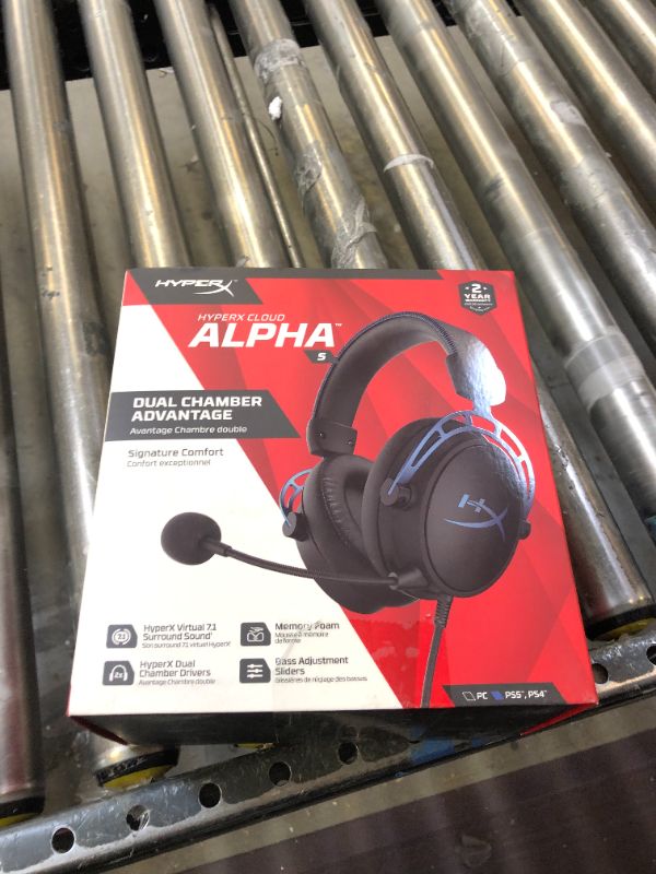 Photo 3 of HyperX Cloud Alpha S - PC Gaming Headset, 7.1 Surround Sound, Adjustable Bass, Dual Chamber Drivers, Chat Mixer, Breathable Leatherette, Memory Foam, and Noise Cancelling Microphone - Blue