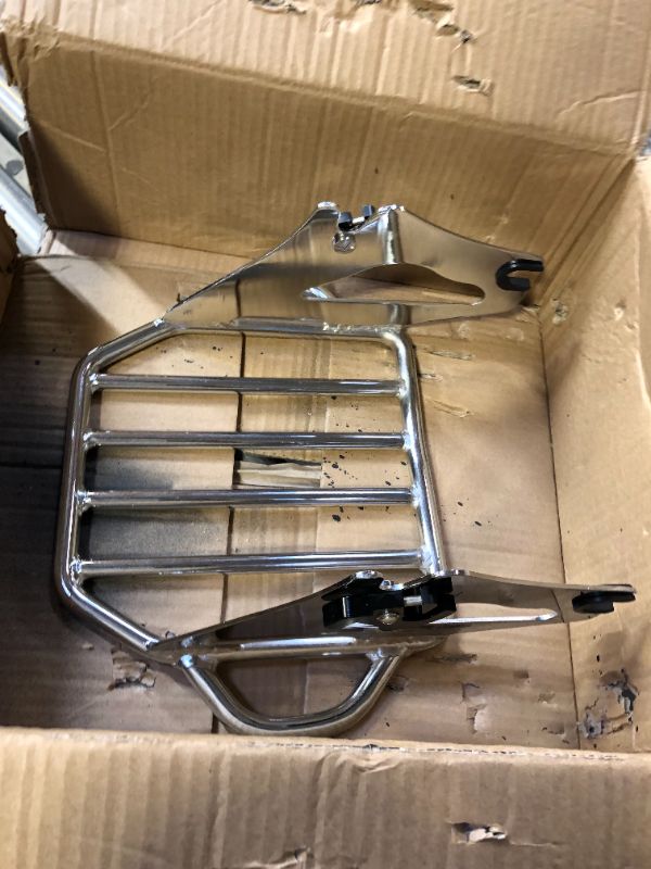 Photo 2 of Custom Tapered Sport Luggage Rack Rear Carrier Chrome For Harley Davidson Softail Heritage Classic Fat Boy Dyna Street Bob Low Rider Sportster XL1200 XL883 Iron Low Sissy Bar Backrest Ref 50300030