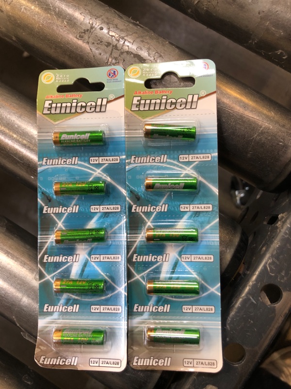 Photo 2 of 10 Pack Eunicel 27A A27S MN27 L828 A27 Alkaline Batteries 12V - High Voltage, Long Lasting, Mercury Free, VR Compatible
