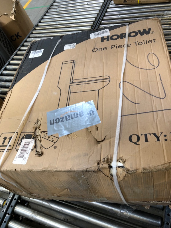 Photo 2 of Factory Sealed HOROW HWMT-8733 Small Compact One Piece Toilet For Bathroom, Powerful & Quiet Dual Flush Modern Toilet, 10'' Rough-In Toilet & Soft Closing Seat Include, 25"D x 13.4"W x 28.4"H, White 10" Rough in