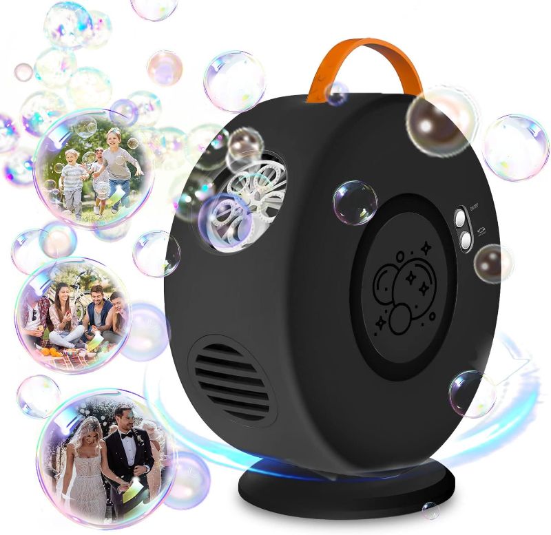 Photo 1 of Bubble Machine Automatic Bubble,Rotating 90°/360°,Rechargeable Bubble Maker, Outdoor Toys for Kids Gift Birthday Party Wedding(Black)
