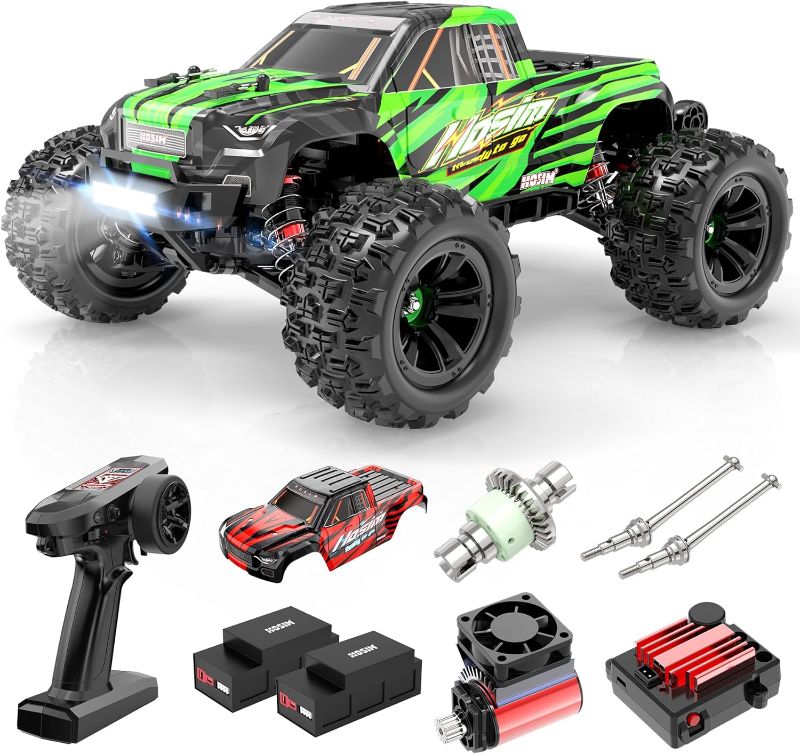 Photo 1 of Hosim 1:16 60+KMH 4WD Brushless RC Car, Fast Remote Control Truck for Adults, Radio Cars Off-Road Waterproof Hobby Grade Toy Crawler Electric Vehicle Gift for Boys Children 2 Batteries 40+ Min Play Red & Green