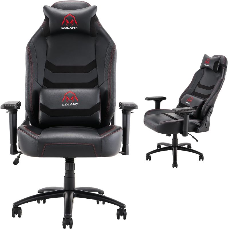 Photo 1 of Big and Tall Gaming Chair 400lbs-Racing Style Computer Gamer Chair, Ergonomic Leather Executive Office Chair, High Back PC Chair with Wide Seat, Adjustable 4D Armrest for Adult Teens-Black