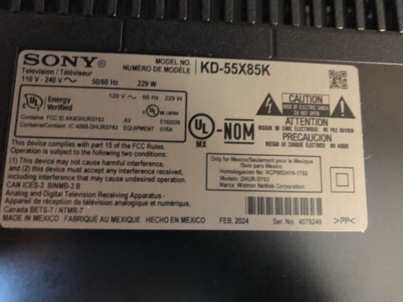 Photo 3 of **FOR PARTS ONLY** Sony X85K 55" 4K HDR Smart LED TV