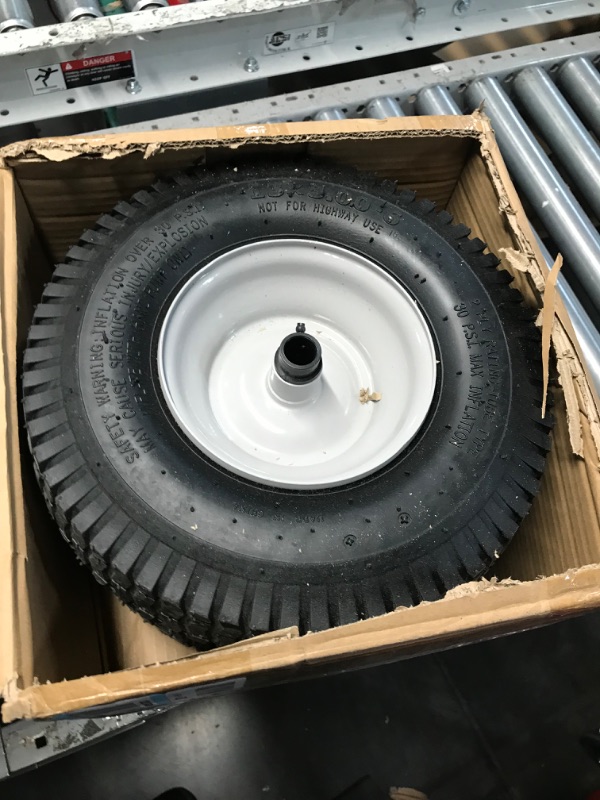 Photo 2 of 13x5.00-6 Flat Free Lawn Mower Tire and Wheel, Riding Lawnmower Tire with 3"-5.5" Centered Hub and 3/4" & 5/8" Bearings