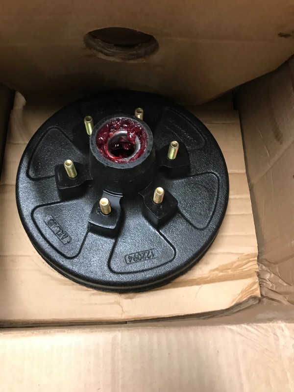 Photo 2 of Lippert Replacement 12" Brake Hub Drum Assembly for RVs with 6,000 lb. Axle; 6 on 5.5" Bolt Pattern; 1/2" Studs; Fully Assembled with Bearing Cones, Seals, Grease. Limited 1-Year Warranty – 814202