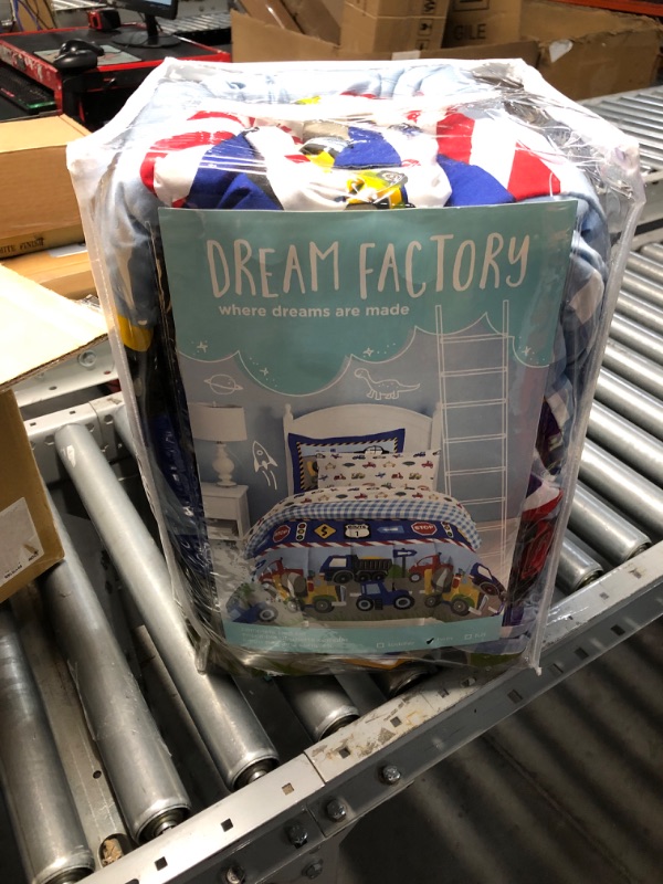 Photo 2 of Dream Factory Trains and Trucks Mini Bed in a Bag - Blue (Twin)