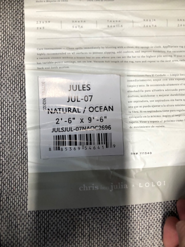 Photo 4 of **STOCK PHOTO IS REFERENCE ONLY**
LOLOI Chris Loves Julia Jules Collection JUL-07 Natural/Ocean 2'-6'' x 9'-6'' Runner Rug Natural / Ocean 2'-6" x 9'-6"