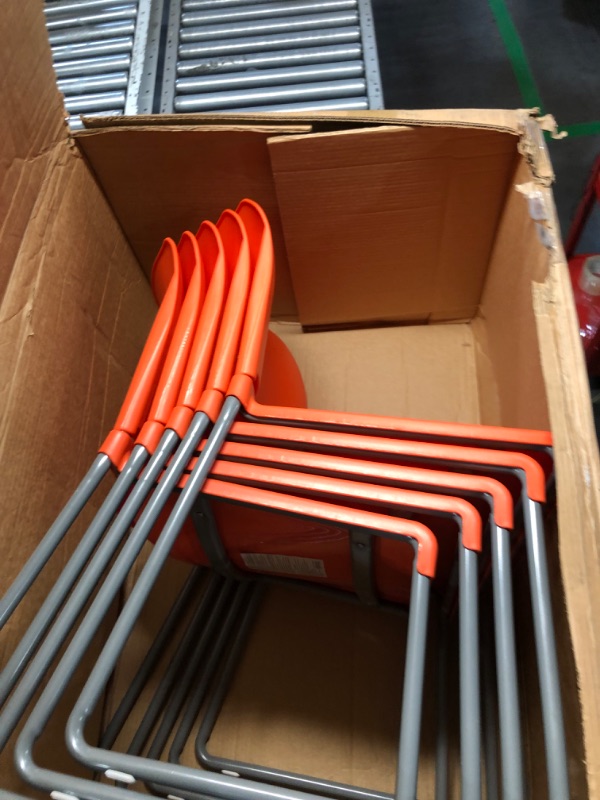 Photo 1 of Flash Furniture Hercules Series Contoured Stacking Chairs, Set of 5, Orange