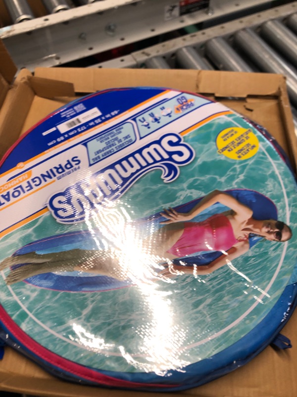 Photo 1 of SwimWays Spring Float Premiun Hammock Pool Lounge Chair with Hyper-Flate Valve Hammock Blue