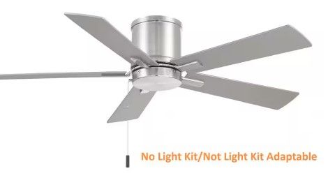 Photo 1 of Grantway 48 in. Indoor/Covered Outdoor Brushed Nickel Low Profile Ceiling Fan Without Light with Pull Chain Included
