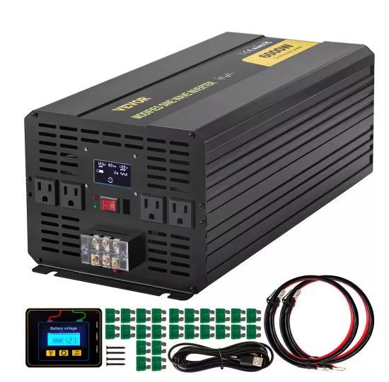 Photo 1 of Car Power Converter 6000-Watt Modified Sine Wave Inverter DC 12-Volt to AC 120-Volt with LCD Display Remote Control
