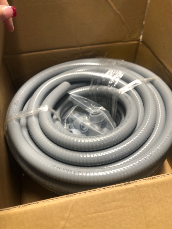 Photo 2 of Liquid-Tight Conduit 3/4 75ft, Electrical Conduit with Connector Kit, Flexible Conduit with 5 Straight and 5 90-Degree Conduit Connector Fittings 3/4inch 75ft