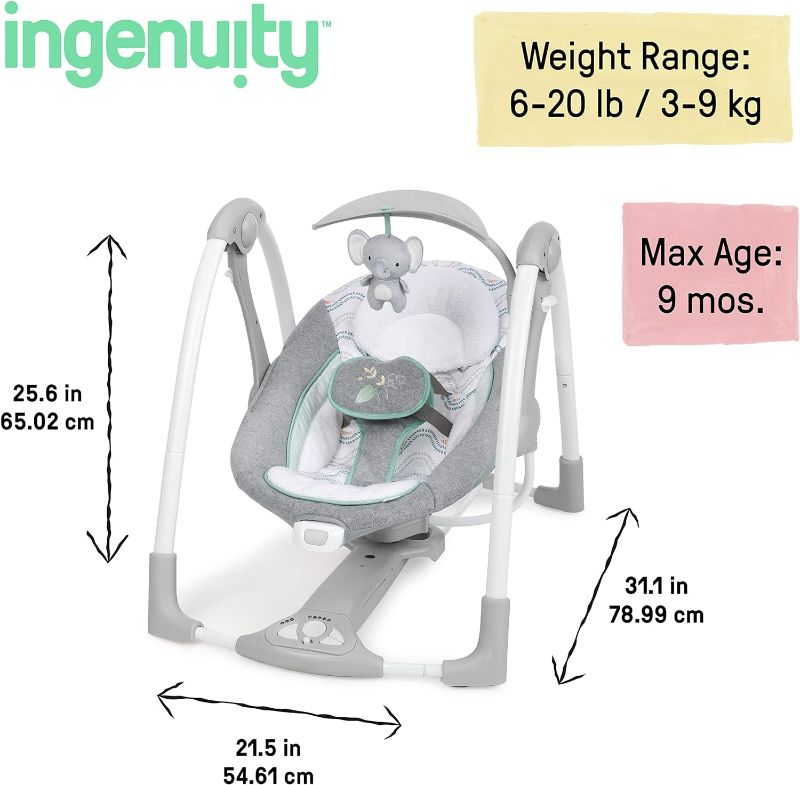 Photo 3 of (READ FULL POST) Ingenuity ConvertMe 2-in-1 Compact Portable Baby Swing & Infant Seat, 