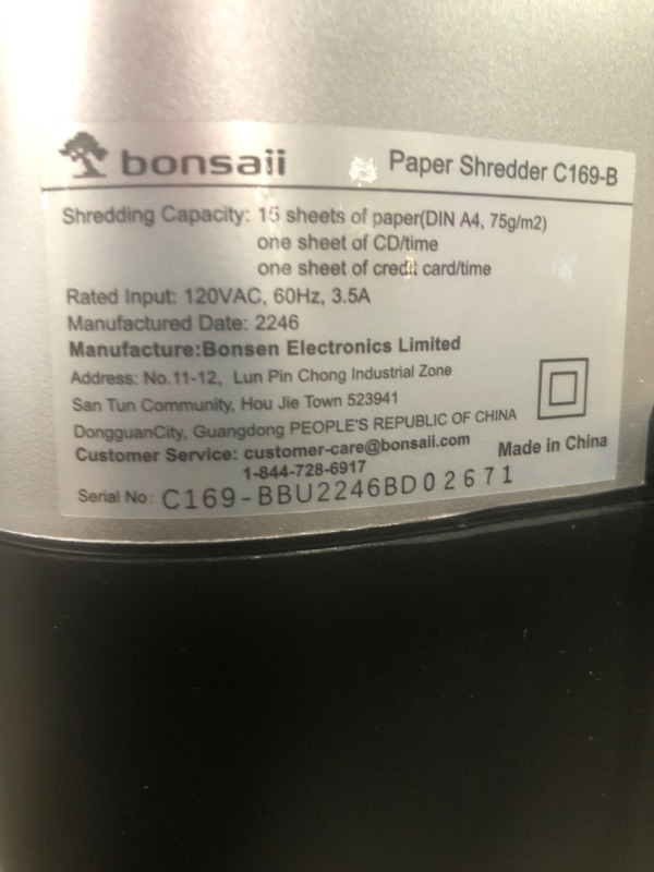 Photo 5 of Bonsaii 15-Sheet Office Paper Shredder, 40 Mins Heavy Duty Shredder 