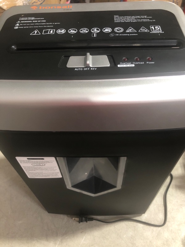 Photo 2 of Bonsaii 15-Sheet Office Paper Shredder, 40 Mins Heavy Duty Shredder 