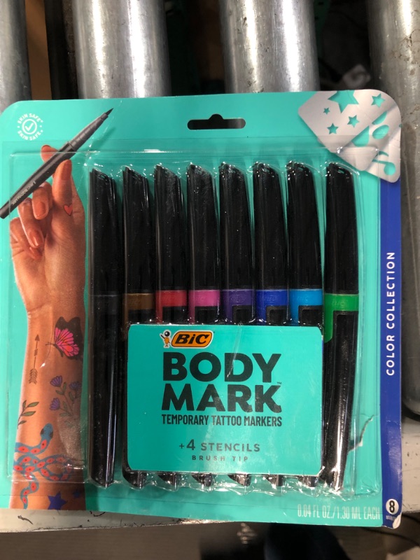 Photo 2 of BIC BodyMark Temporary Tattoo Markers for Skin, Color Collection, Flexible Brush Tip, 8-Count Pack of Assorted Colors, Skin-Safe*, Cosmetic Quality (MTBP81-AST) 1 Count (Pack of 8) Color Collection