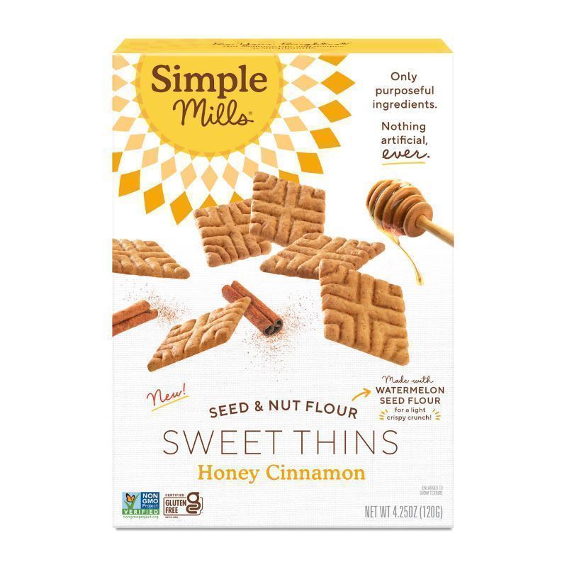 Photo 1 of **NON REFUNDABLE**Simple Mills Sweet Thins Cookies, Seed and Nut Flour, Honey Cinnamon - Gluten Free, Paleo Friendly, Healthy Snacks, 4.25 Ounce (Pack of 3) Honey Cinnamon 4.25 Ounce (Pack of 3)