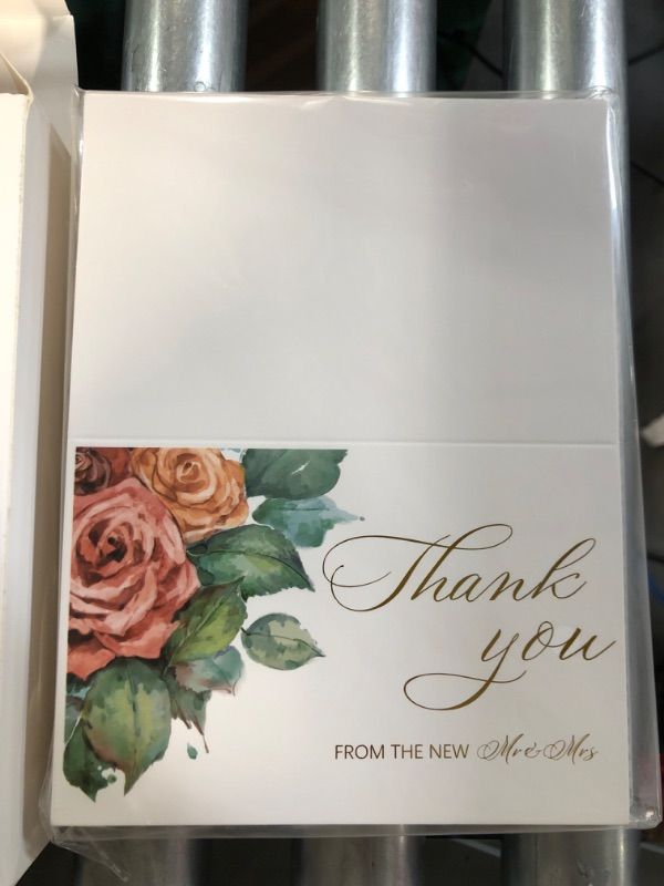 Photo 2 of Crisky 50 Pack Thank You Greeting Cards With Envelope Floral Gold Foil Thank You from The New Mr and Mrs Cards for Wedding