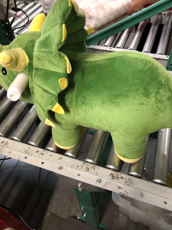 Photo 3 of FUNLIO Dinosaur Baby Rocking Horse for Toddlers 1-3 Years, Mighty & Cute Green Plush Rocking Triceratops, Stuffed Ride-on Dinosaur Rocker, Easy to Assemble, CPC & CE Certified Triceratops Rocking Horse