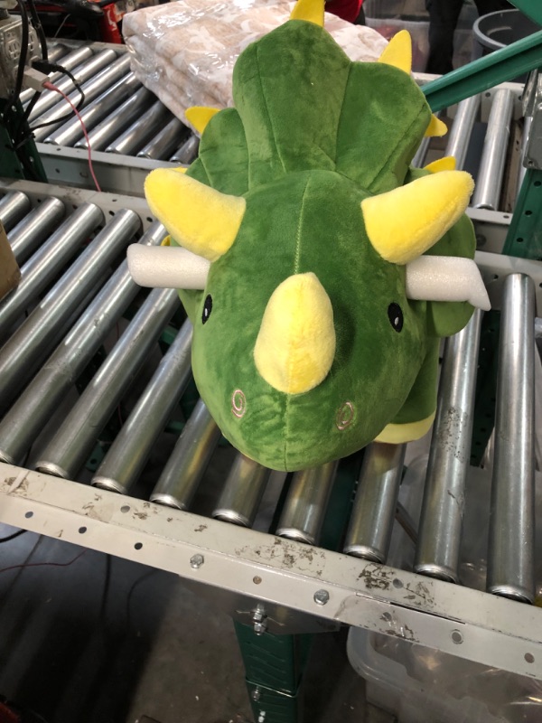 Photo 2 of FUNLIO Dinosaur Baby Rocking Horse for Toddlers 1-3 Years, Mighty & Cute Green Plush Rocking Triceratops, Stuffed Ride-on Dinosaur Rocker, Easy to Assemble, CPC & CE Certified Triceratops Rocking Horse