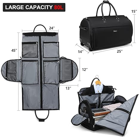 Photo 1 of Modoker Rolling Garment Bags for Travel with Shoe Pouch Canvas Garment Bag