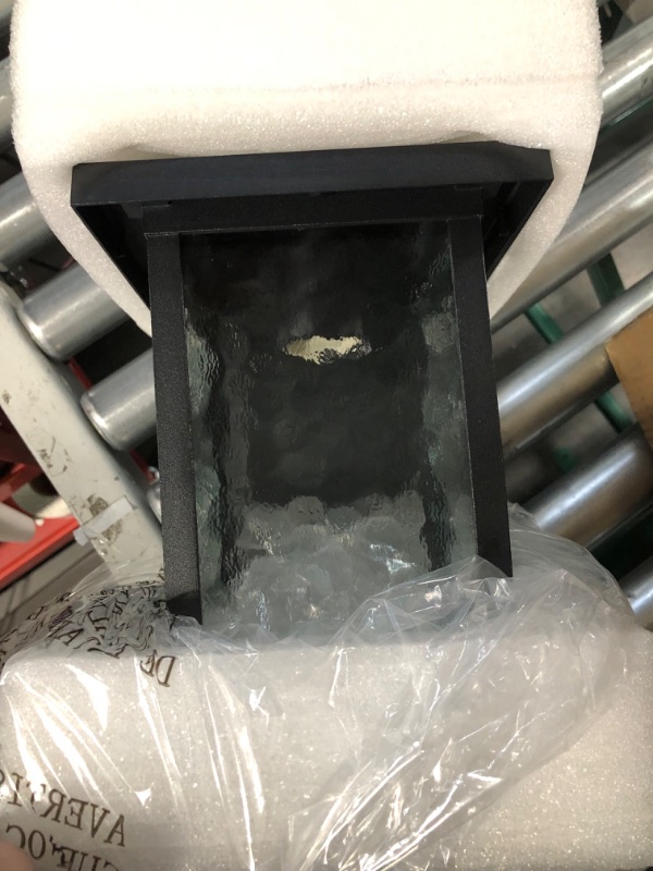Photo 2 of **OPENED FOR INSPECTION
1-Light Black Modern Farmhouse Outdoor Wall Lantern Sconce with Water Glass Shade