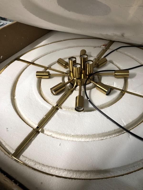 Photo 1 of Modern Large Chandeliers, 4-Layer Gold Crystal Glass Chandelier, 12 Light Round Antique Pendant Light, 31.5 inches