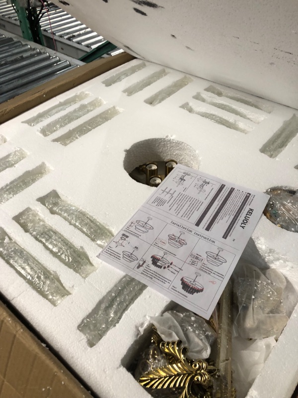 Photo 1 of Modern Large Chandeliers, 4-Layer Gold Crystal Glass Chandelier, 12 Light Round Antique Pendant Light, 31.5 inches