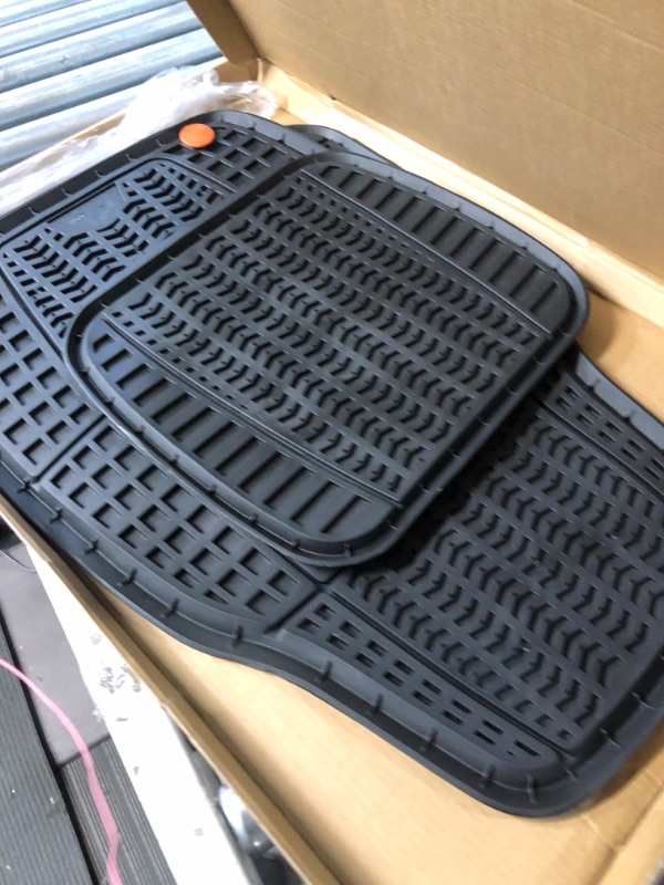 Photo 3 of *MISSING ONE FRONT MAT* Motor Trend FlexTough Performance All Weather Rubber Car Floor Mats - 3 Piece (Black)