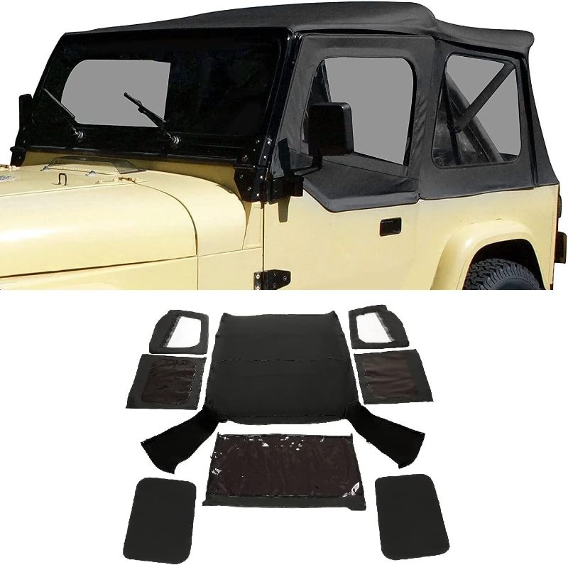 Photo 1 of KUAFU Replacement Soft Top - 2 Door Sailcloth Vinyl Black Roof w/door skins