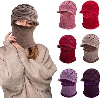 Photo 1 of Cutecrop 6 Pcs Winter Warm Women Beanie Knit Hats with Face Cove