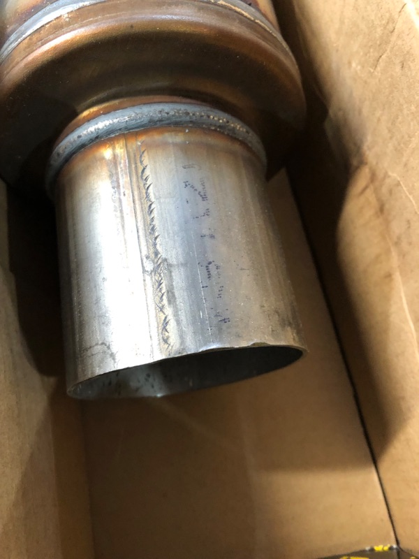 Photo 2 of *BENT* 2.5'' Exhaust Muffler, 2.5" Inlet/Outlet Exhaust Muffler Universal Resonator Stainless Steel Straight Through Design Exhaust Tip,20'' Overall Deep Sound for Cars (2.5'' Inlet 2.5'' Outlet) 2.5in 1pack